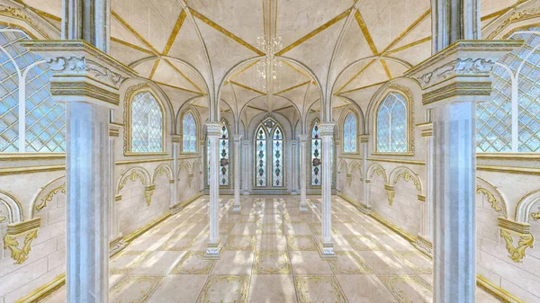 Palace corridor/3D CG rendering of the palace corridor.