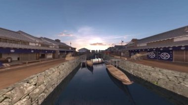 Kasaba Japon kale / 3d Cg render Japon kale şehir.