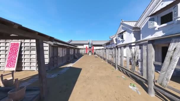 Japansk Slott Stad Rendering Japanskt Castle Town — Stockvideo