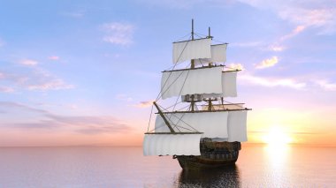 Yelkenli tekne / 3d Cg render bir yelkenli tekne.