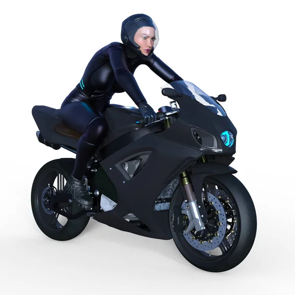 Super Kobieta Rider Renderowania Rider Super Kobieta — Zdjęcie stockowe