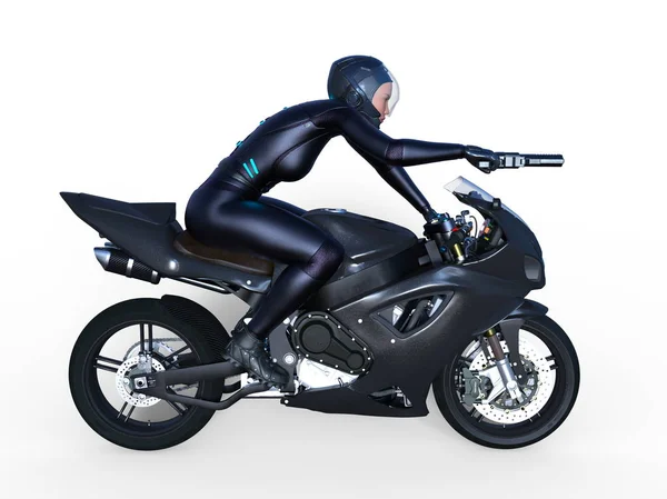Superkvinna Rider Rendering Superkvinna Ryttare — Stockfoto