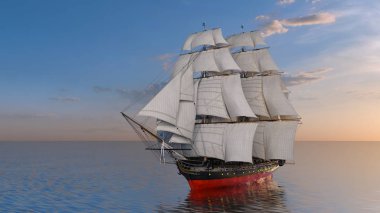 Yelkenli tekne / 3d Cg render bir yelkenli tekne.