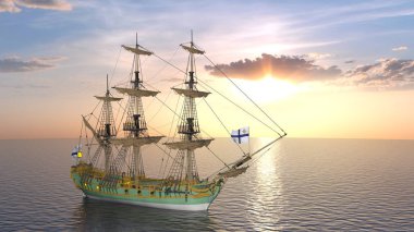 Yelkenli tekne / 3d Cg render bir yelkenli tekne.