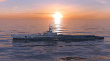 Eşlik gemi / eskort gemisinin 3d Cg işleme.