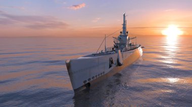 Eşlik gemi / eskort gemisinin 3d Cg işleme.