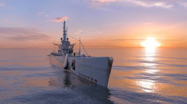 Eşlik gemi / eskort gemisinin 3d Cg işleme.