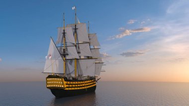 Yelkenli tekne / 3d Cg render bir yelkenli tekne.