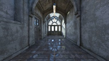 Terk edilmiş binanın 3d Cg render