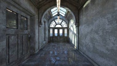 Terk edilmiş binanın 3d Cg render