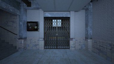 Terk edilmiş binanın 3d Cg render