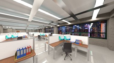 3D cg işleme Modern bina ofis