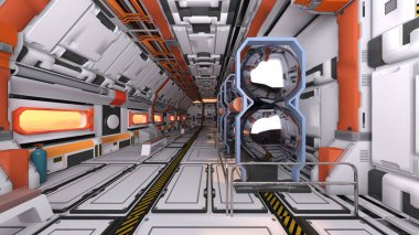 Uzay gemisinin içinde 3d Cg görüntüleme