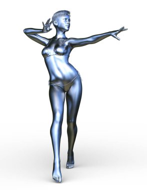 Gümüş kadın 3d Cg render