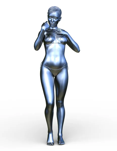 Rendering Silver Woman — Stock Photo, Image