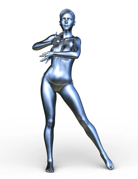 Rendering Silver Woman — Stock Photo, Image