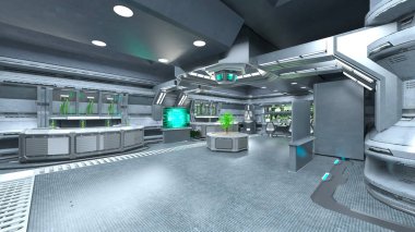 Laboratuvarın 3d CG görüntülemesi