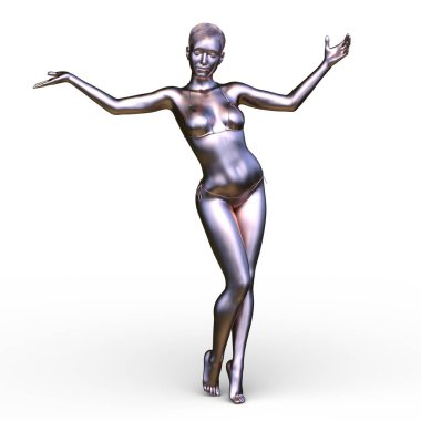 Gümüş kadın 3d Cg render