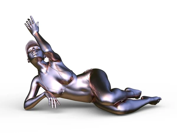 銀の女性の3D Cgレンダリング — ストック写真