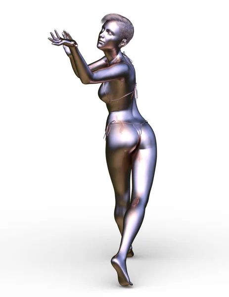 銀の女性の3D Cgレンダリング — ストック写真