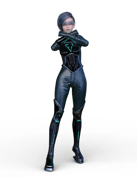 Rendering Cyber Woman — Stock Photo, Image