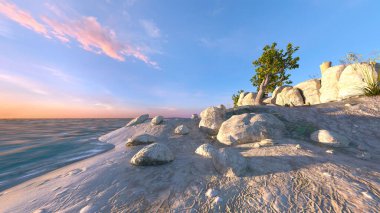 Issız adanın 3D CG görüntülemesi