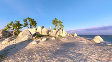 Issız adanın 3D CG görüntülemesi