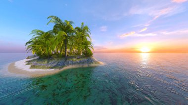 Issız adanın 3D CG görüntülemesi