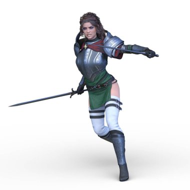 Kadın silahşörün 3D CG görüntüsü