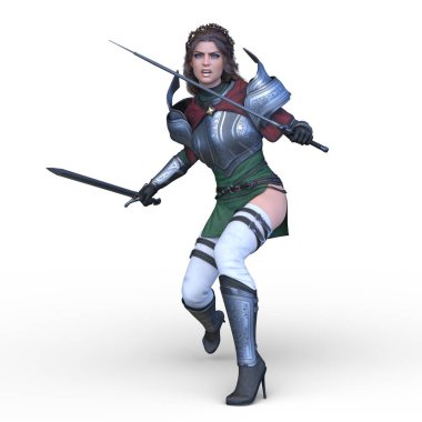 Kadın silahşörün 3D CG görüntüsü