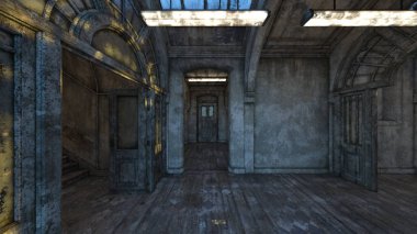 Terk edilmiş binanın 3d Cg render