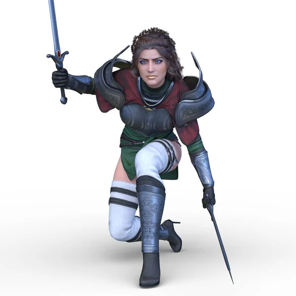 Rendering Female Swordman — Stock Photo, Image