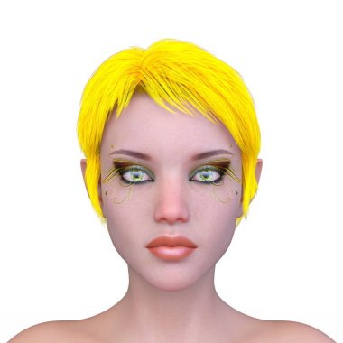 Kadının yüzünün 3d Cg render