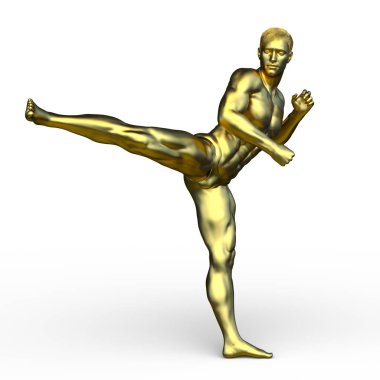 3D CG Altın Adam yorumlaması 