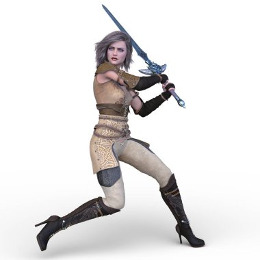 Savaşçı kadının 3D CG yorumlaması