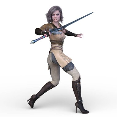 Savaşçı kadının 3D CG yorumlaması