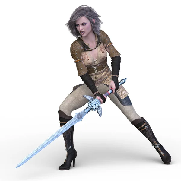 Rendering Warrior Woman — Stock Photo, Image