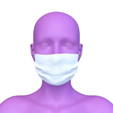 Yüz maskeli kadının 3D CG görüntüsü