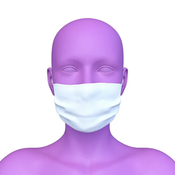 3D戴口罩妇女的Cg绘制 — 图库照片
