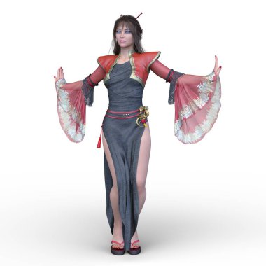 3D cg işleme bir kostüm kız