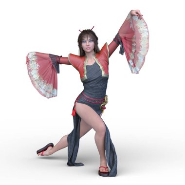 3D cg işleme bir kostüm kız