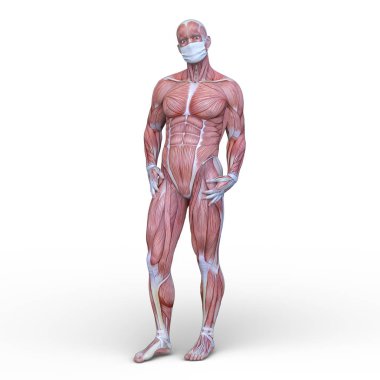Yüz maskeli adamın 3D CG görüntülemesi