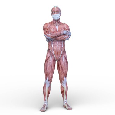 Yüz maskeli adamın 3D CG görüntülemesi