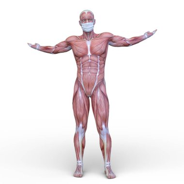 Yüz maskeli adamın 3D CG görüntülemesi