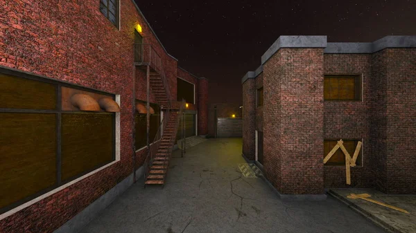 Rendering Alley Indietro — Foto Stock