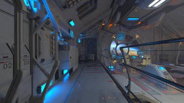 Uzay gemisinin içinde 3d Cg görüntüleme