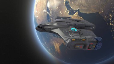 uzay gemisi 3D cg render. Bu görüntü bir şekilde döşenmiş tarafından Nasa unsurları.