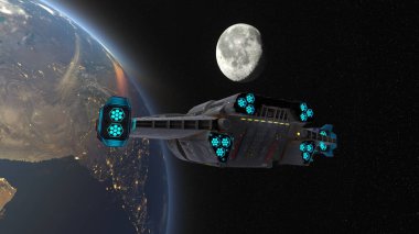 uzay gemisi 3D cg render. Bu görüntü bir şekilde döşenmiş tarafından Nasa unsurları.