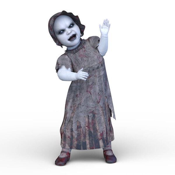 3D CG рендеринг страшной куклы
