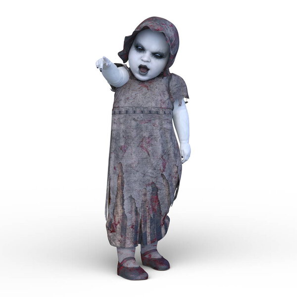 3D CG рендеринг страшной куклы
